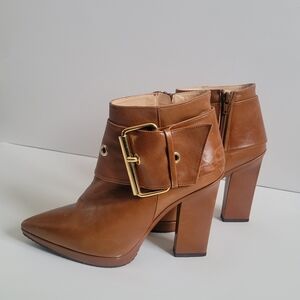 REBECA SANVER Leather Ankle Boots Size US 8.5/EU 39